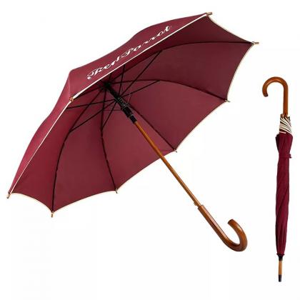 Wholesale Custom Logo Golf Stick Umbrella With Wooden Handle -bothwinraingear.com