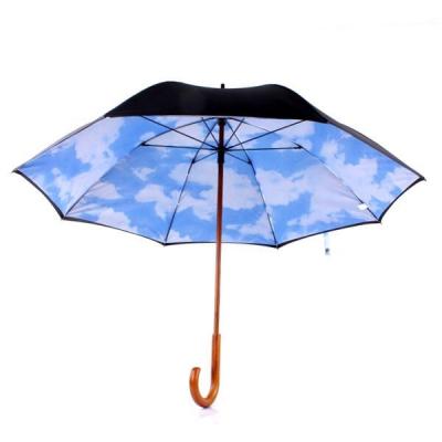 Wooden Handle J Shaped Stick umbrella