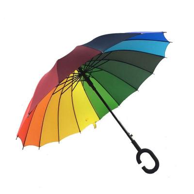 Colorful Rainbow C handle Umbrella