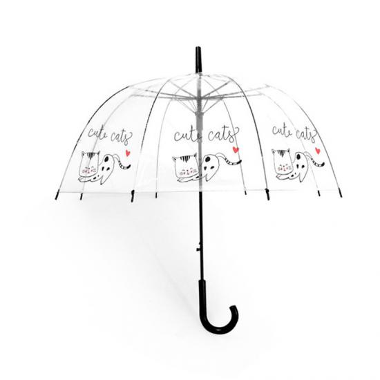 23" Clear Dome Umbrella White/Pink/Black-Transparent Ladies Walking Rain 